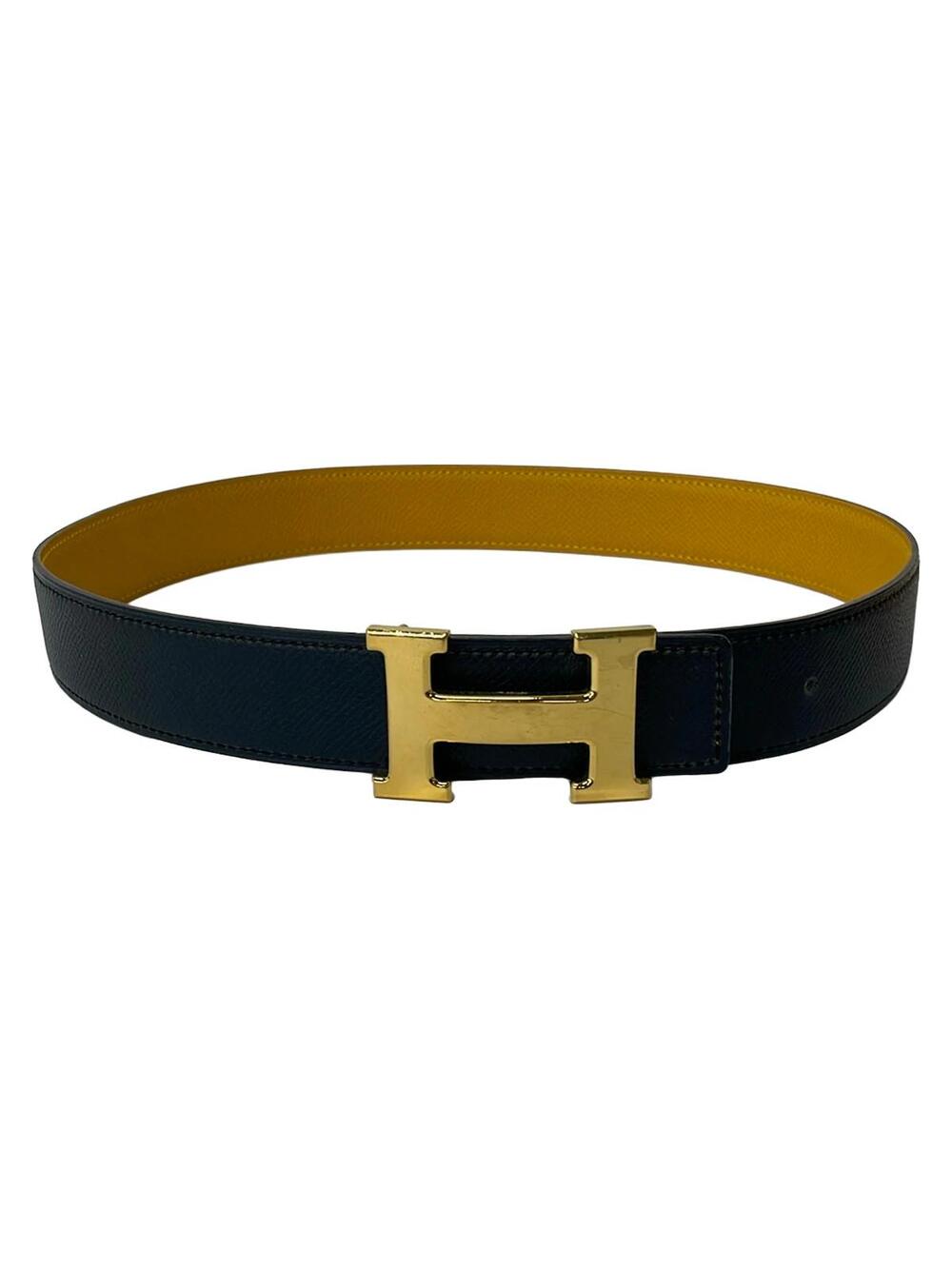 Hermes H Belt Dark Navy Yellow Gold #363109H54B